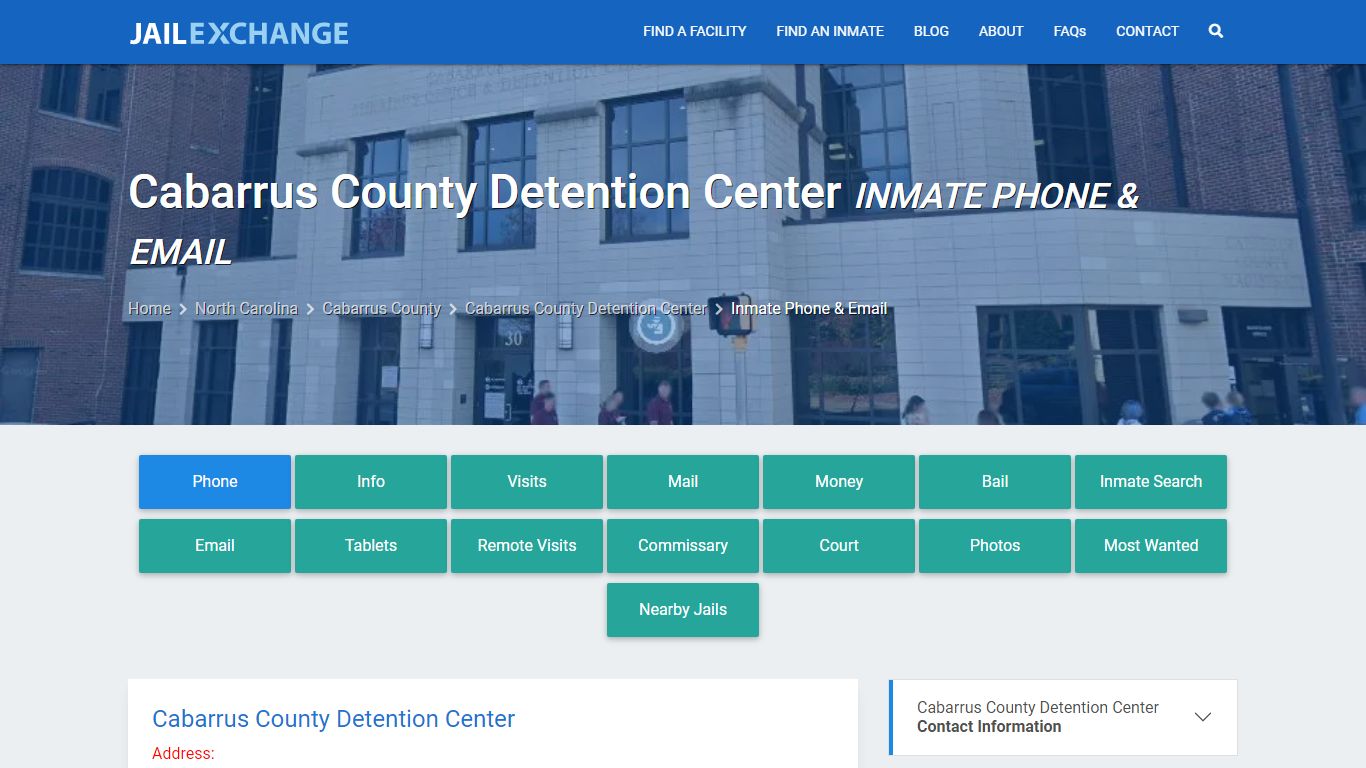 Inmate Phone - Cabarrus County Detention Center, NC - Jail Exchange